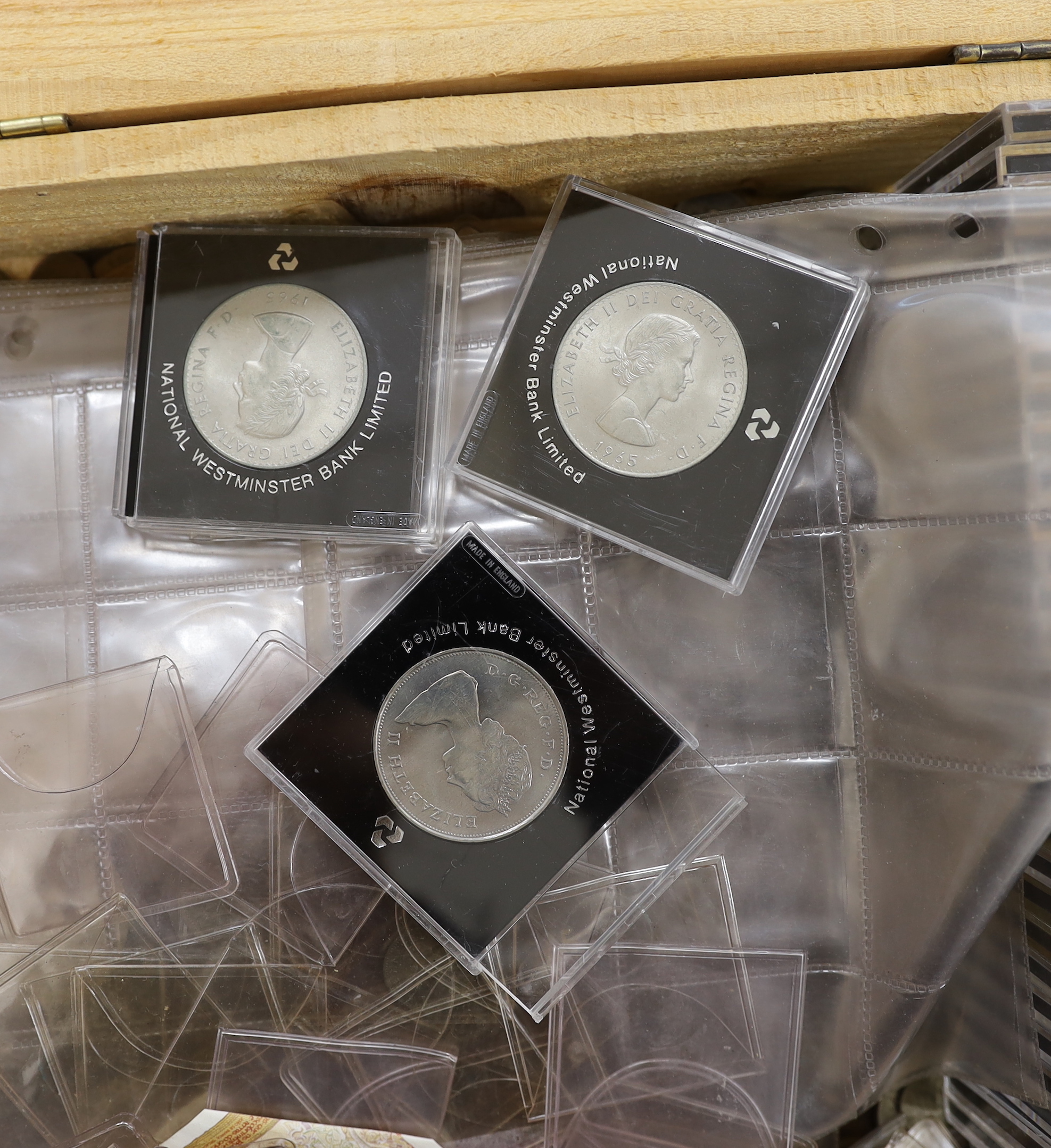 British coins, George VI to QEII including commemorative crowns, decimal coins sets, etc.